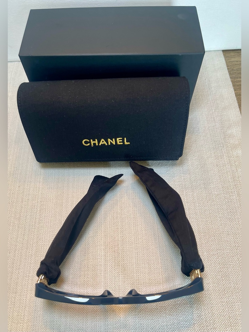 NWT CHANEL PETROL BLUE FRAME GOLD JEWEL METAL WEAVE ACCENTS CH553A FULL SET COA - Picture 12 of 17